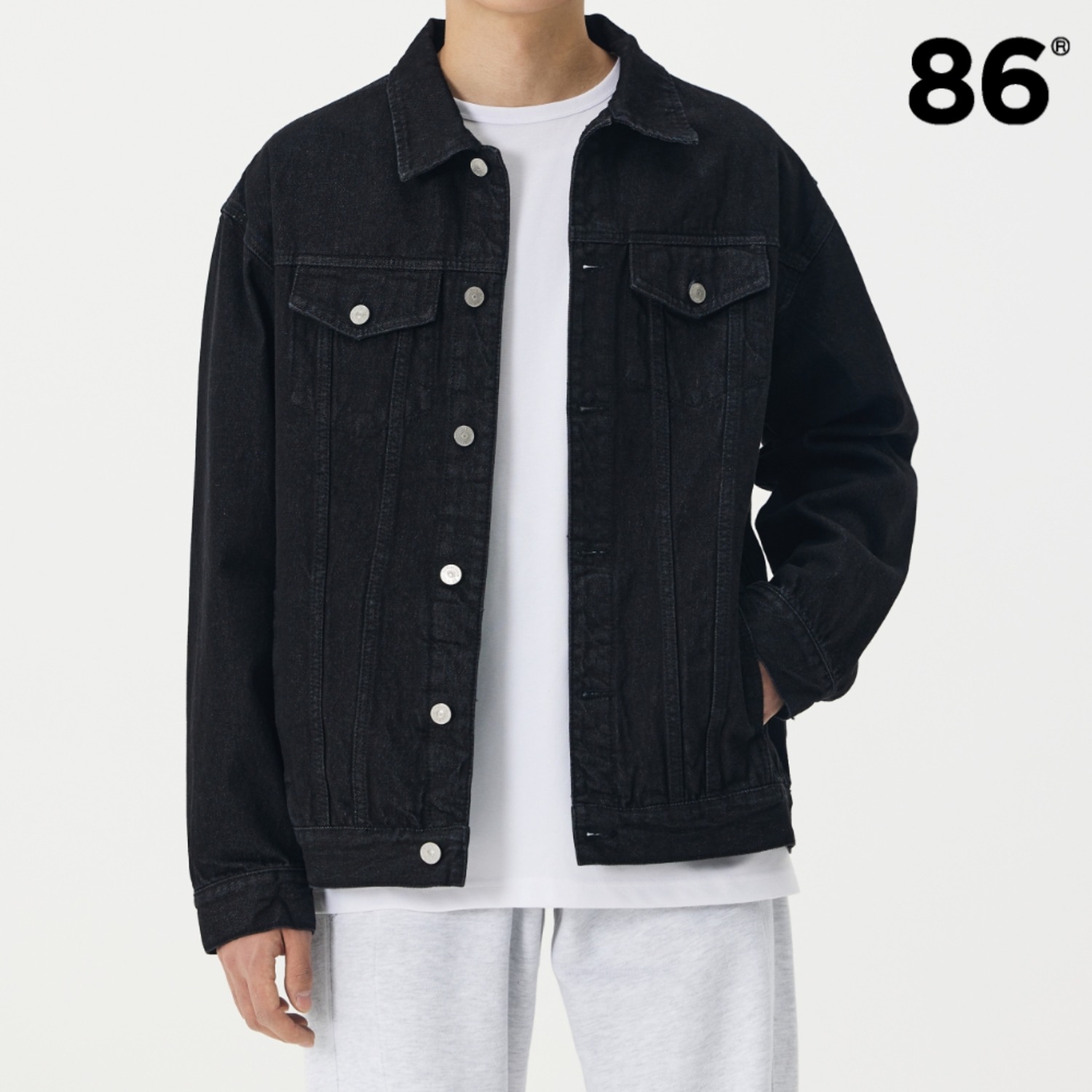 2724 Washing denim jacket (Black)